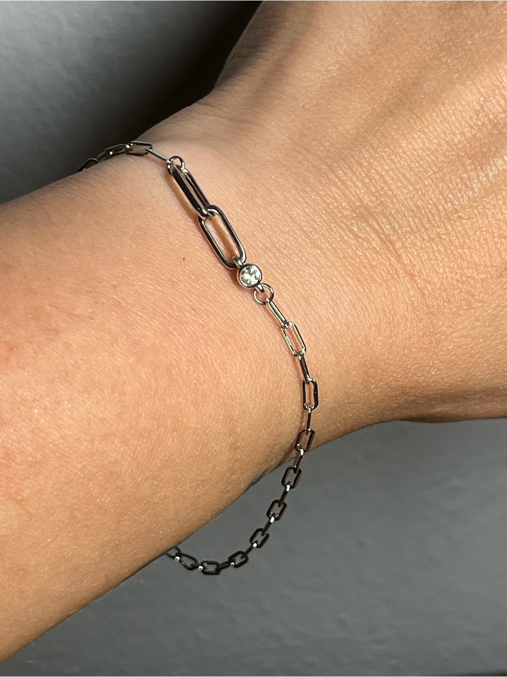 Lab Diamond Sterling Silver Paperclip Chain Bracelet